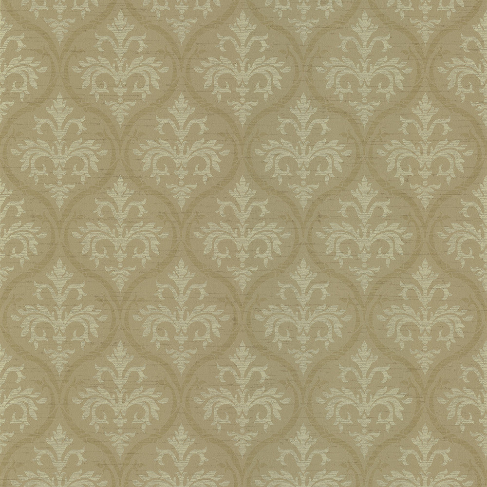 Florence Mustard Ogee Damask Wallpaper by Beacon House Belmont Covers about 56.4 square feet 20.5-in by 33-ft long roll Prepasted 7 - Fabric Carolina -