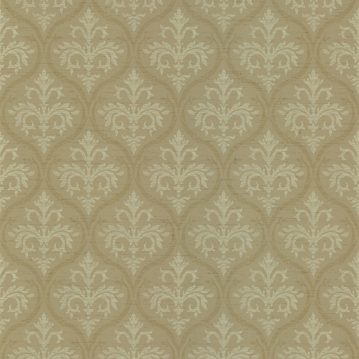 Florence Mustard Ogee Damask Wallpaper by Beacon House Belmont Covers about 56.4 square feet 20.5-in by 33-ft long roll Prepasted 7 - Fabric Carolina -