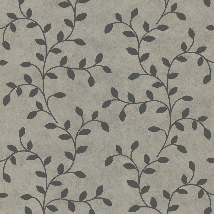 Paulette Silver Trailing Leaves Wallpaper by Beacon House Belmont Covers about 56.4 square feet 20.5-in by 33-ft long roll Prepasted 25.2 - Fabric Carolina -