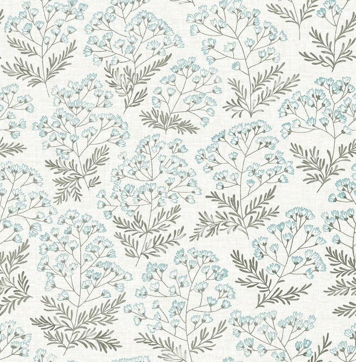 Floret Blue Floral Wallpaper by A-Street Prints Equinox Covers about 56.4 square feet 20.5-in by 33-ft long roll Unpasted 20.9 - Fabric Carolina -