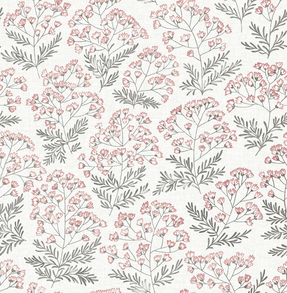 Floret Pink Floral Wallpaper by A-Street Prints Equinox Covers about 56.4 square feet 20.5-in by 33-ft long roll Unpasted 20.9 - Fabric Carolina -