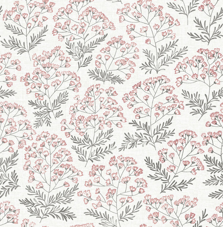 Floret Pink Floral Wallpaper by A-Street Prints Equinox Covers about 56.4 square feet 20.5-in by 33-ft long roll Unpasted 20.9 - Fabric Carolina -