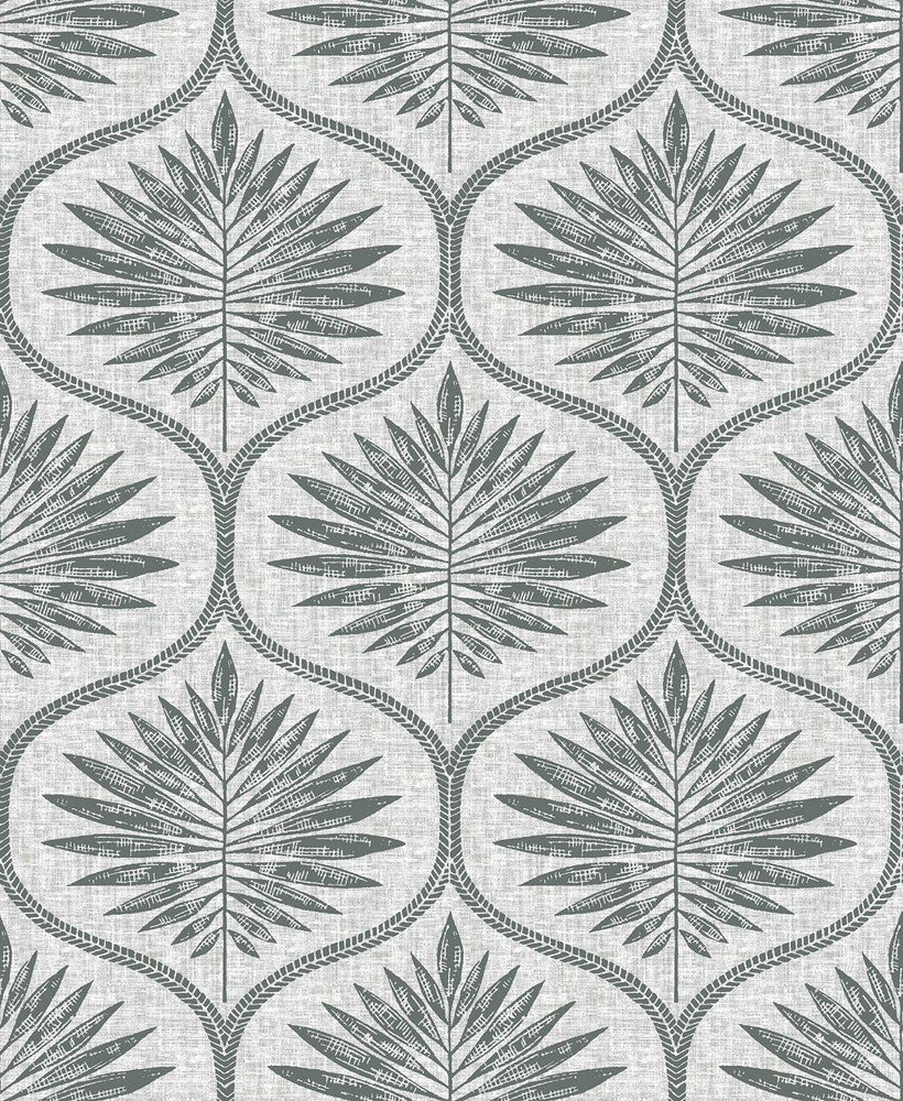 Laurel Grey Ogee Wallpaper by A-Street Prints Equinox Covers about 56.4 square feet 20.5-in by 33-ft long roll Unpasted 12.6 - Fabric Carolina -