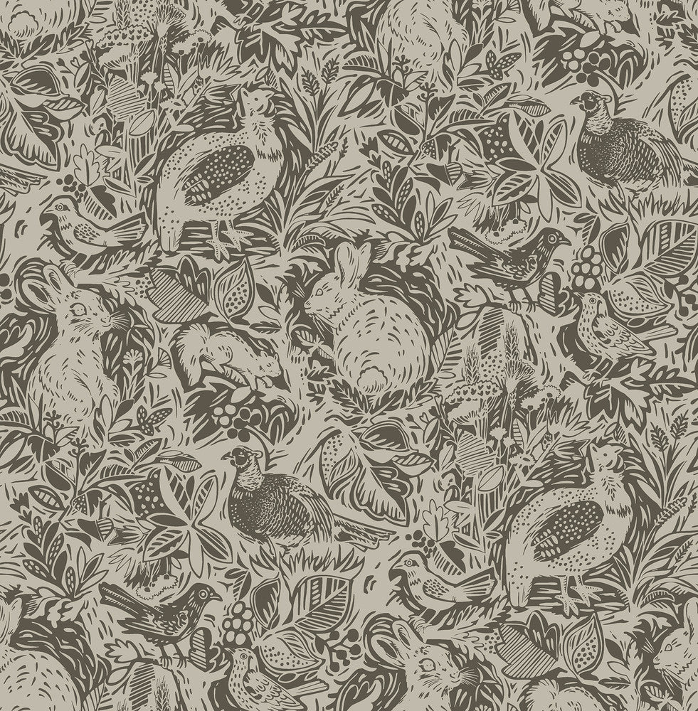 Revival Brown Fauna Wallpaper by A-Street Prints Equinox Covers about 56.4 square feet 20.5-in by 33-ft long roll Unpasted 20.9 - Fabric Carolina -