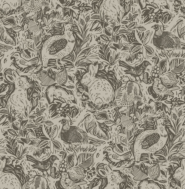 Revival Brown Fauna Wallpaper by A-Street Prints Equinox Covers about 56.4 square feet 20.5-in by 33-ft long roll Unpasted 20.9 - Fabric Carolina -