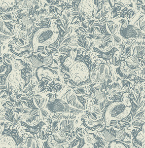 Revival Blue Fauna Wallpaper by A-Street Prints