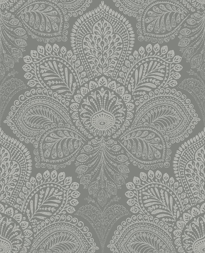 Triumph Grey Medallion Wallpaper by A-Street Prints Equinox Covers about 56.4 square feet 20.5-in by 33-ft long roll Unpasted 25.2 - Fabric Carolina -