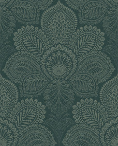 Triumph Dark Green Medallion Wallpaper by A-Street Prints