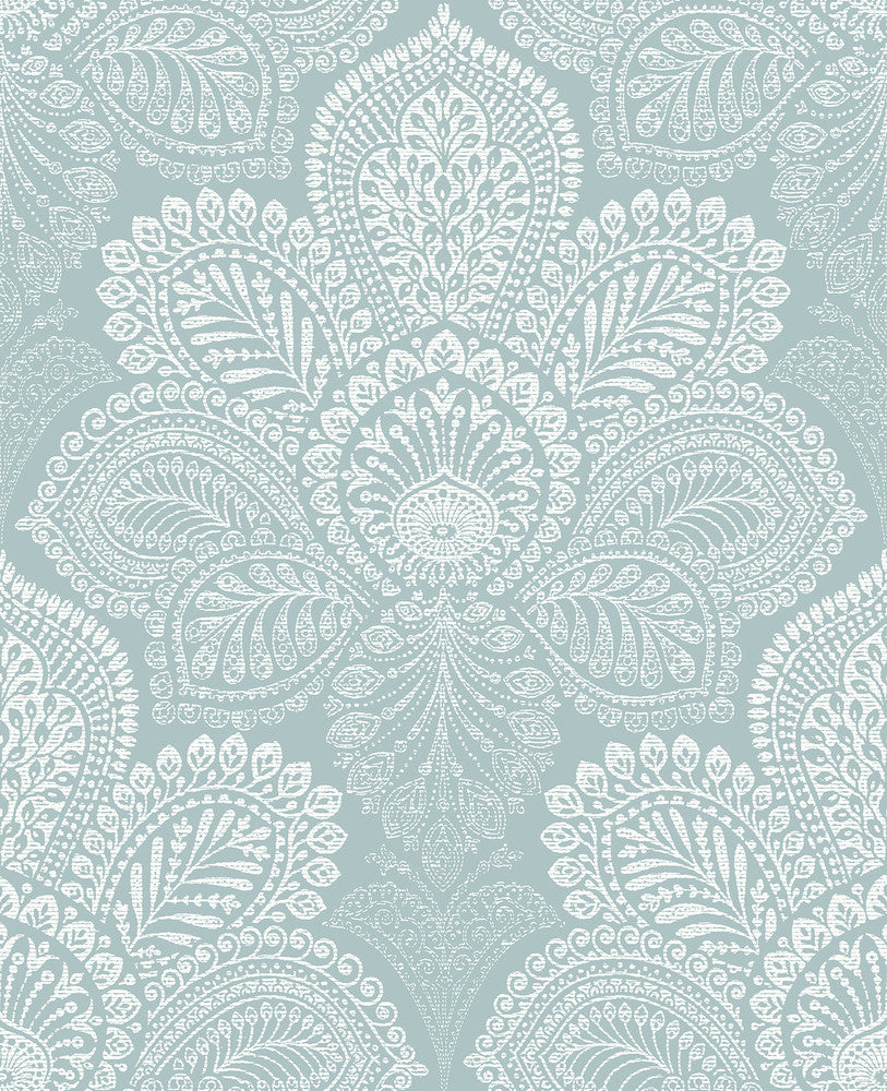 Triumph Light Blue Medallion Wallpaper by A-Street Prints Equinox Covers about 56.4 square feet 20.5-in by 33-ft long roll Unpasted 25.2 - Fabric Carolina -