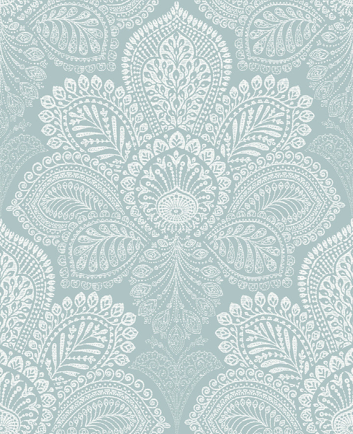 Triumph Light Blue Medallion Wallpaper by A-Street Prints Equinox Covers about 56.4 square feet 20.5-in by 33-ft long roll Unpasted 25.2 - Fabric Carolina -