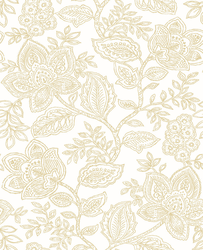 Larkin Khaki Khaki Floral Wallpaper by A-Street Prints Equinox Covers about 56.4 square feet 20.5-in by 33-ft long roll Unpasted 25.2 - Fabric Carolina -