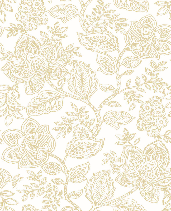 Larkin Khaki Khaki Floral Wallpaper by A-Street Prints Equinox Covers about 56.4 square feet 20.5-in by 33-ft long roll Unpasted 25.2 - Fabric Carolina -