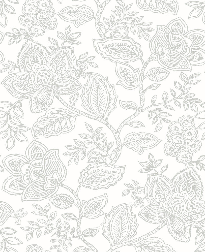 Larkin Grey Floral Wallpaper by A-Street Prints Equinox Covers about 56.4 square feet 20.5-in by 33-ft long roll Unpasted 25.2 - Fabric Carolina -