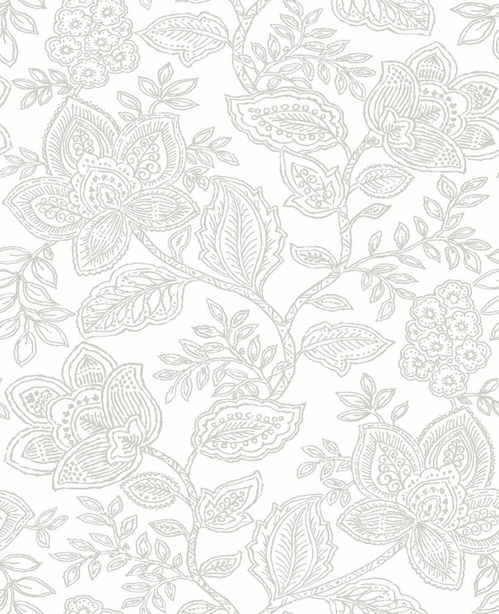 Larkin Grey Floral Wallpaper by A-Street Prints Equinox Covers about 56.4 square feet 20.5-in by 33-ft long roll Unpasted 25.2 - Fabric Carolina -