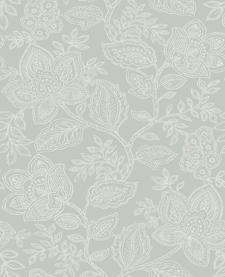 Larkin Sage Floral Wallpaper by A-Street Prints Equinox Covers about 56.4 square feet 20.5-in by 33-ft long roll Unpasted 25.2 - Fabric Carolina -