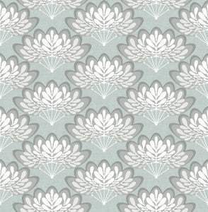 Lotus Light Blue Floral Fans Wallpaper by A-Street Prints