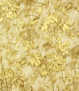 Portofino Gold Cow Leaves Wallpaper by Brewster