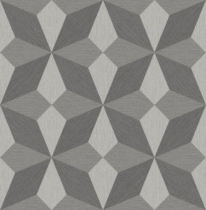 Valiant Grey Faux Grasscloth Mosaic Wallpaper by Decorline