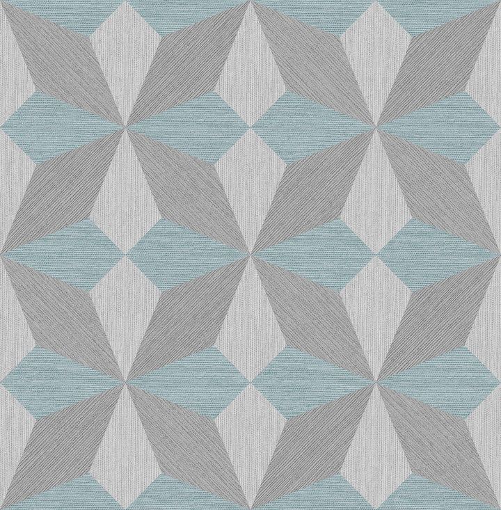 Valiant Light Blue Faux Grasscloth Mosaic Wallpaper by Decorline Architecture Covers about 56.4 square feet 20.5-in by 33-ft long roll Unpasted 10.4 - Fabric Carolina -