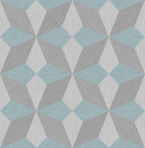 Valiant Light Blue Faux Grasscloth Mosaic Wallpaper by Decorline