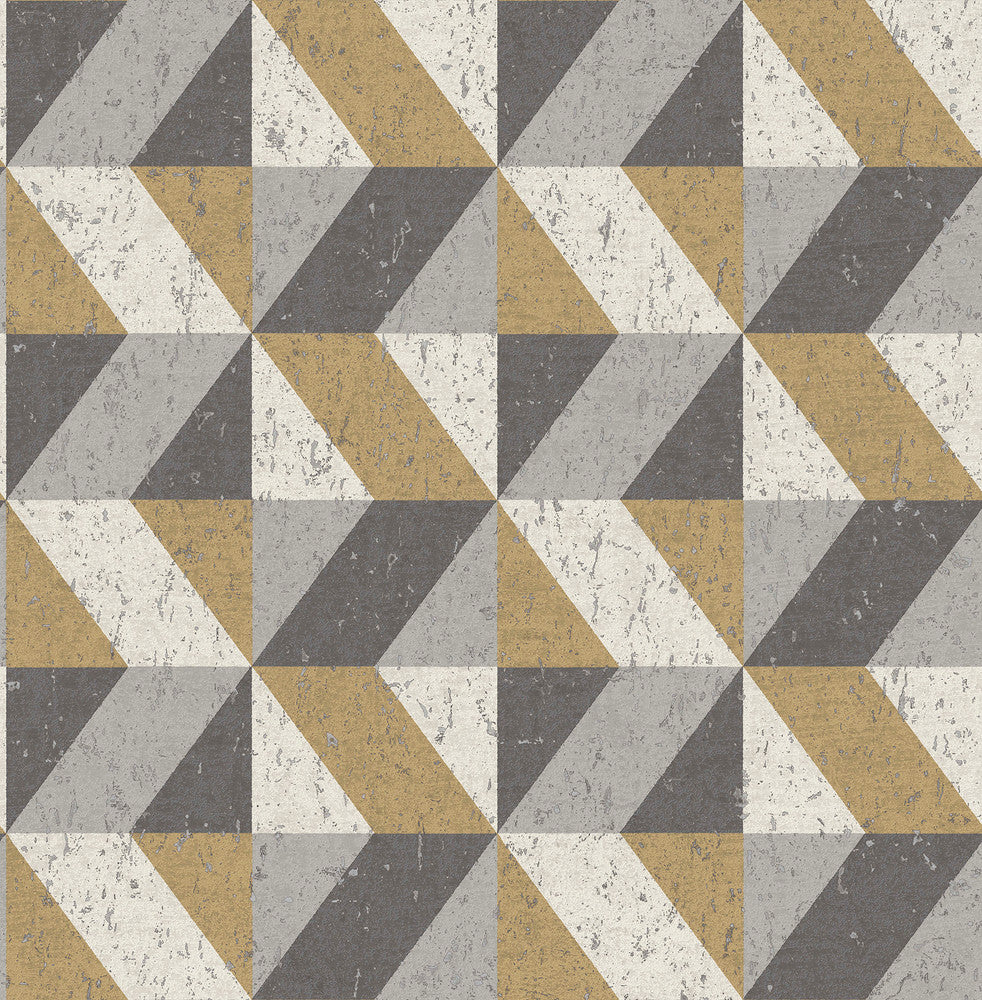 Cerium Moss Concrete Geometric Wallpaper by Decorline Architecture Covers about 56.4 square feet 20.5-in by 33-ft long roll Unpasted 20.9 - Fabric Carolina -