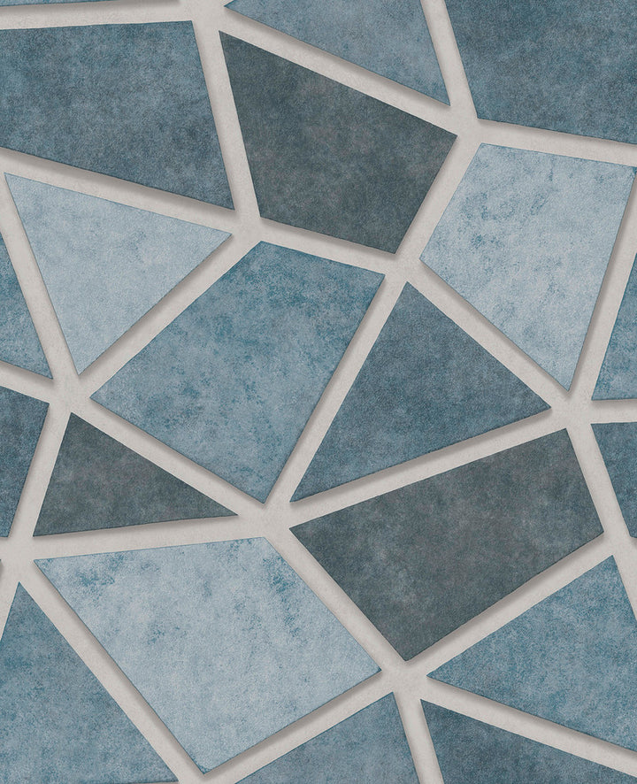 Coty Teal Geometric Patchwork Wallpaper by Decorline Architecture Covers about 56.4 square feet 20.5-in by 33-ft long roll Unpasted 25 - Fabric Carolina -