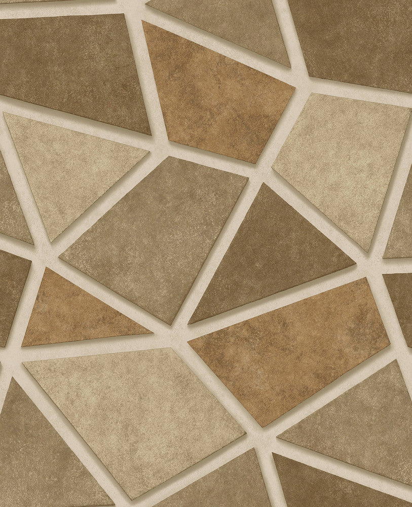 Coty Brass Geometric Patchwork Wallpaper by Decorline Architecture Covers about 56.4 square feet 20.5-in by 33-ft long roll Unpasted 25 - Fabric Carolina -