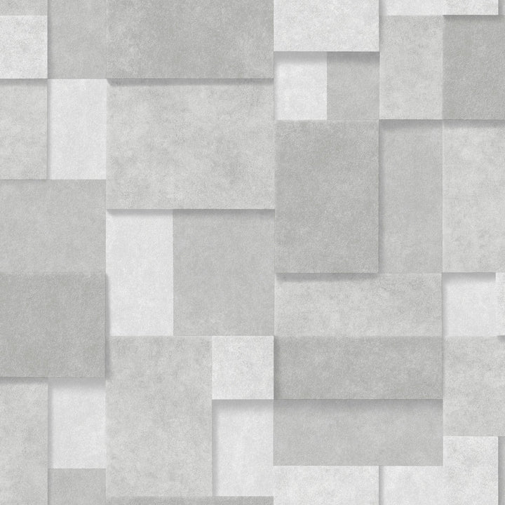 Duchamp Silver Patchwork Metallic Wallpaper by Decorline Architecture Covers about 56.4 square feet 20.5-in by 33-ft long roll Unpasted 20.9 - Fabric Carolina -