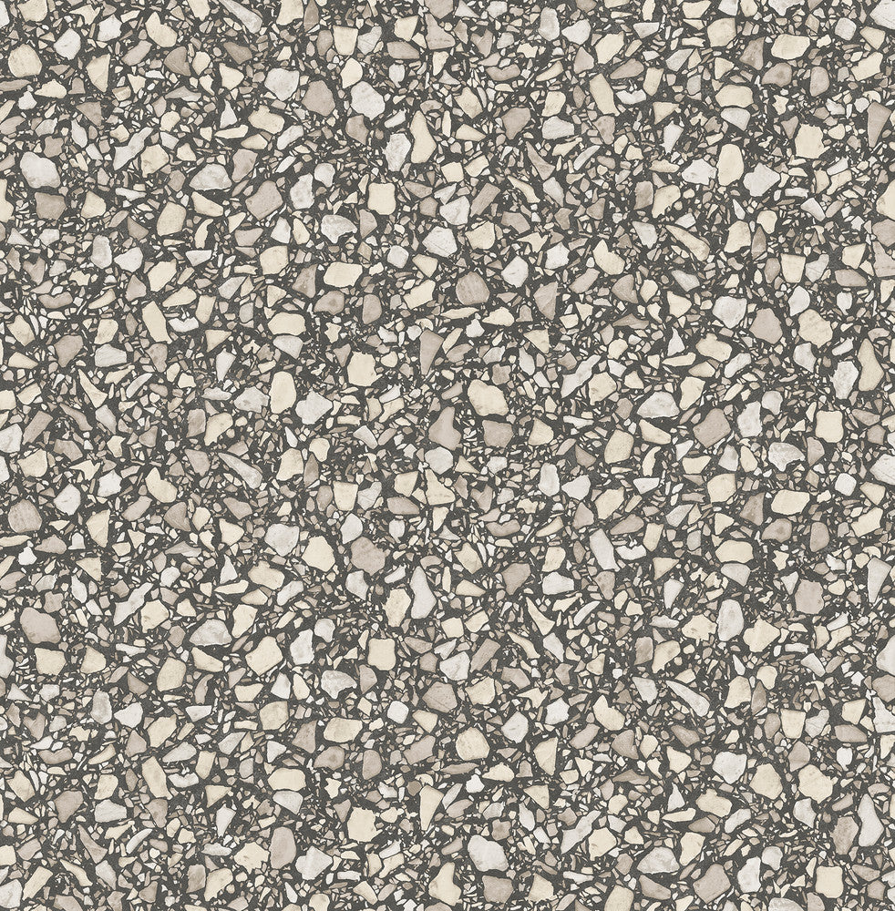 Aldrich Black Terrazzo Wallpaper by Fine Decor Medley Covers about 56.4 square feet 20.5-in by 33-ft long roll Unpasted 20.9 - Fabric Carolina -