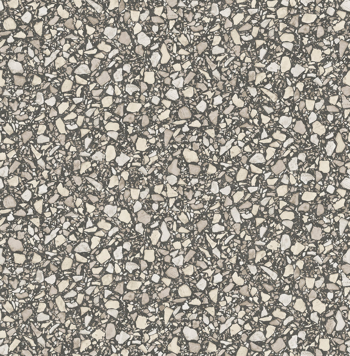 Aldrich Black Terrazzo Wallpaper by Fine Decor Medley Covers about 56.4 square feet 20.5-in by 33-ft long roll Unpasted 20.9 - Fabric Carolina -