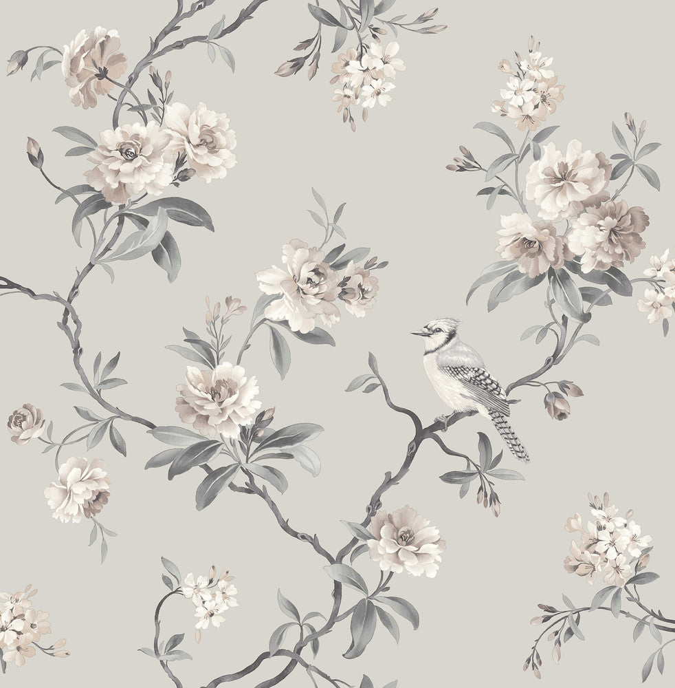 Chinoiserie Stone Floral Wallpaper by Fine Decor Medley Covers about 56.4 square feet Great Britain Unpasted 20.86-in repeat, drop match 20.5-in by 33-ft long roll - Fabric Carolina -