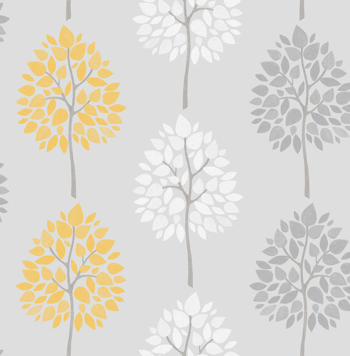 Alder Grey Tree Wallpaper by Fine Decor Medley Covers about 56.4 square feet Great Britain Unpasted 20.86-in repeat, drop match 20.5-in by 33-ft long roll - Fabric Carolina -