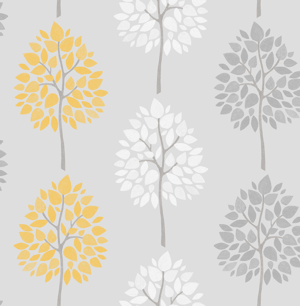 Alder Grey Tree Wallpaper by Fine Decor Medley Covers about 56.4 square feet Great Britain Unpasted 20.86-in repeat, drop match 20.5-in by 33-ft long roll - Fabric Carolina -