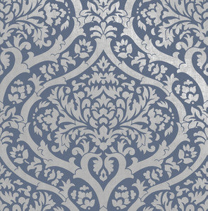 Sandringham Blue Damask Wallpaper by Fine Decor