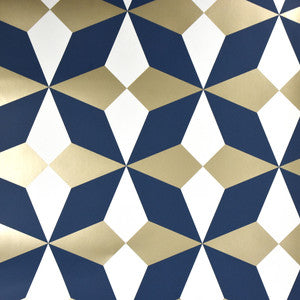 Newby Navy Geometric Wallpaper by Fine Decor