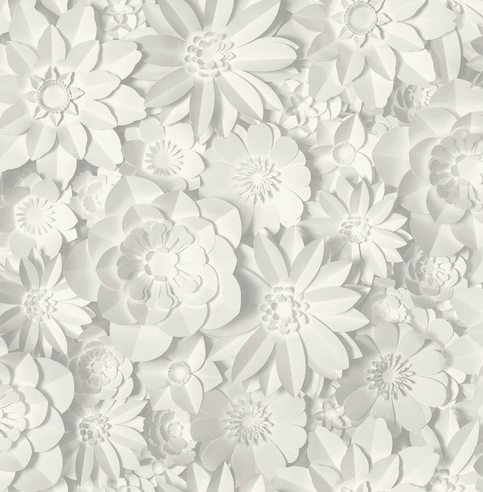 Dacre White Floral Wallpaper by Fine Decor Medley Covers about 56.4 square feet Great Britain Unpasted 21-in repeat, drop match 20.5-in by 33-ft long roll - Fabric Carolina -