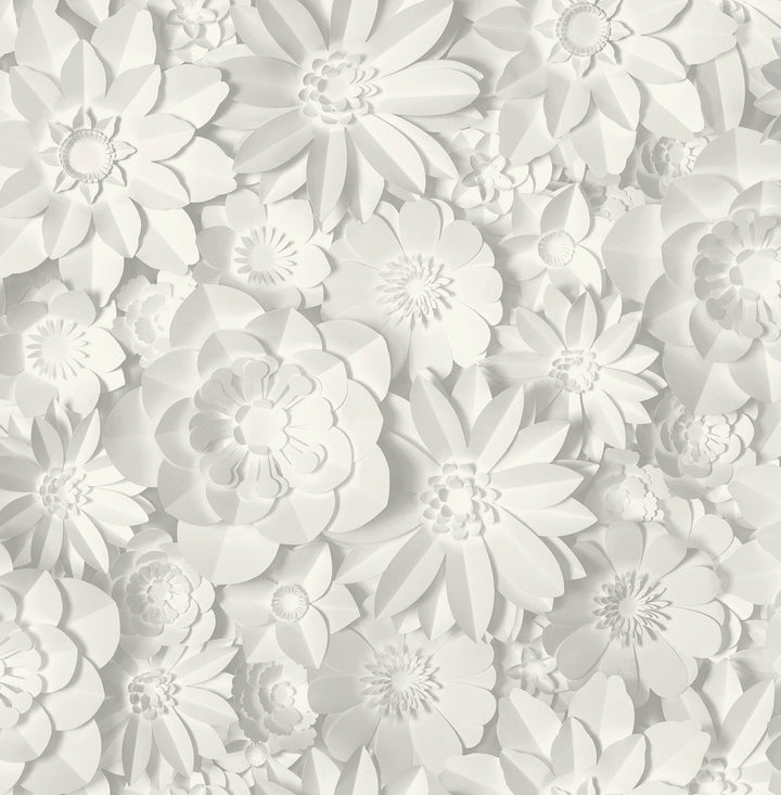 Dacre White Floral Wallpaper by Fine Decor Medley Covers about 56.4 square feet Great Britain Unpasted 21-in repeat, drop match 20.5-in by 33-ft long roll - Fabric Carolina -