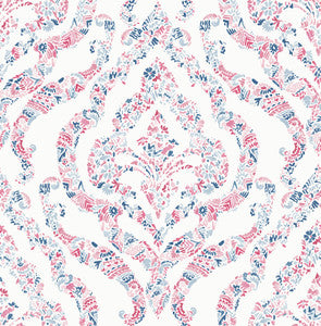 Featherton Coral Floral Damask Wallpaper by A-Street Prints