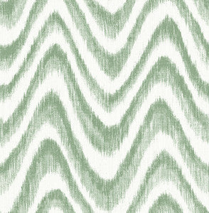 Bargello Green Faux Grasscloth Wave Wallpaper by A-Street Prints