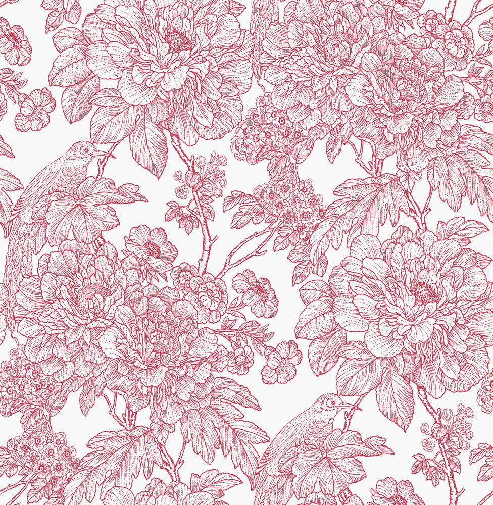 Birds of Paradise Breeze Red Floral Wallpaper by A-Street Prints Perennial Covers about 56.4 square feet 20.5-in by 33-ft long roll Unpasted 20.9 - Fabric Carolina -
