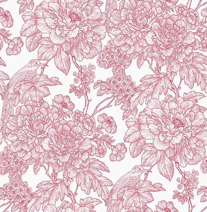 Birds of Paradise Breeze Red Floral Wallpaper by A-Street Prints Perennial Covers about 56.4 square feet 20.5-in by 33-ft long roll Unpasted 20.9 - Fabric Carolina -