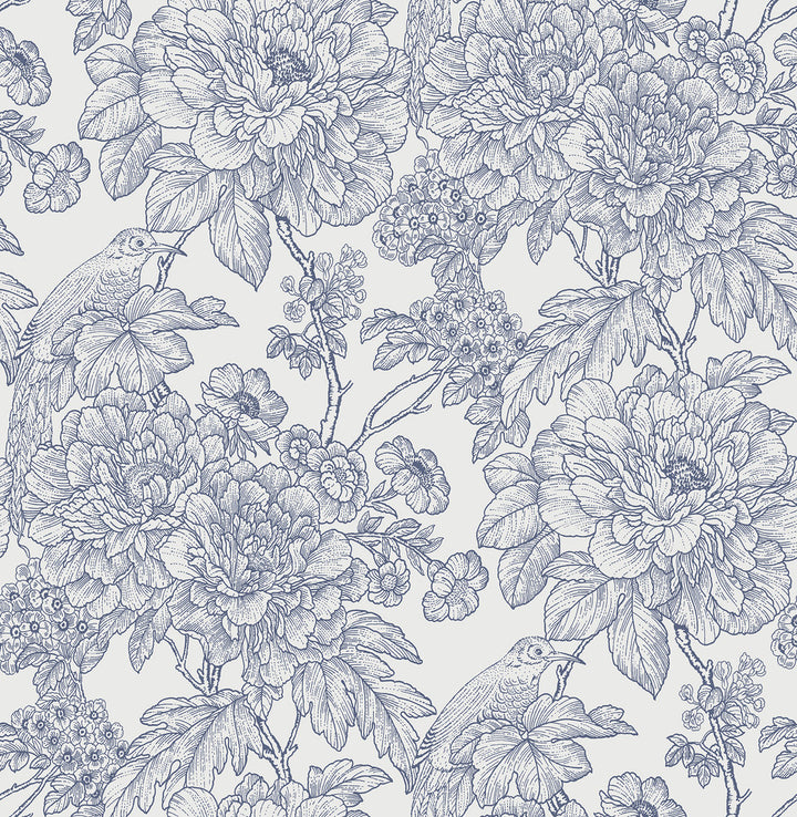 Birds of Paradise Breeze Blue Floral Wallpaper by A-Street Prints Perennial Covers about 56.4 square feet 20.5-in by 33-ft long roll Unpasted 20.9 - Fabric Carolina -