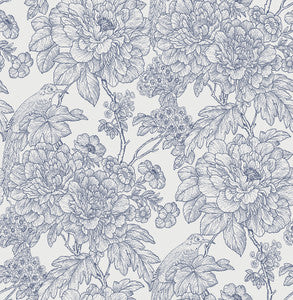 Birds of Paradise Breeze Blue Floral Wallpaper by A-Street Prints