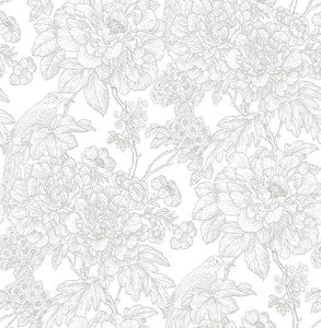 Birds of Paradise Breeze Grey Floral Wallpaper by A-Street Prints