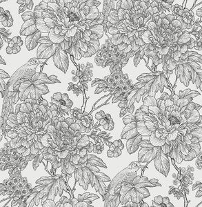 Birds of Paradise Breeze Black Floral Wallpaper by A-Street Prints
