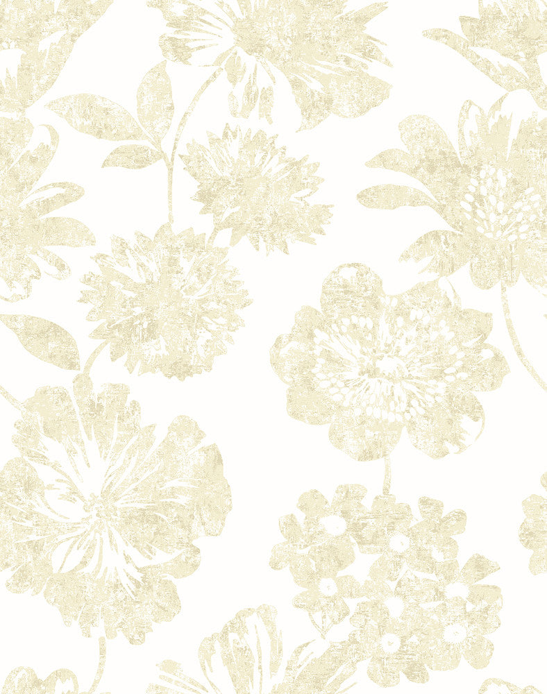 Folia Beige Floral Wallpaper by A-Street Prints Perennial Covers about 56.4 square feet 20.5-in by 33-ft long roll Unpasted 26 - Fabric Carolina -