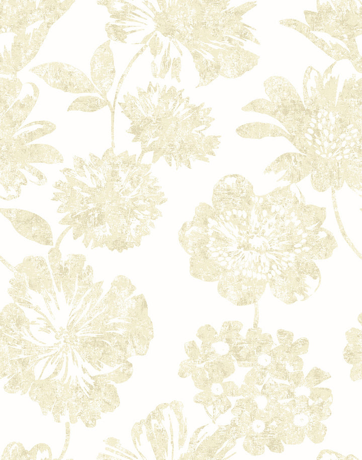 Folia Beige Floral Wallpaper by A-Street Prints Perennial Covers about 56.4 square feet 20.5-in by 33-ft long roll Unpasted 26 - Fabric Carolina -