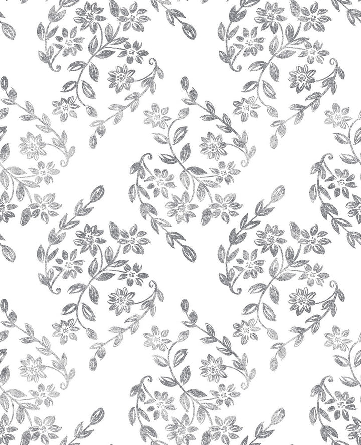 Arabesque Grey Floral Trail Wallpaper by A-Street Prints Perennial Covers about 56.4 square feet 20.5-in by 33-ft long roll Unpasted 12.6 - Fabric Carolina -