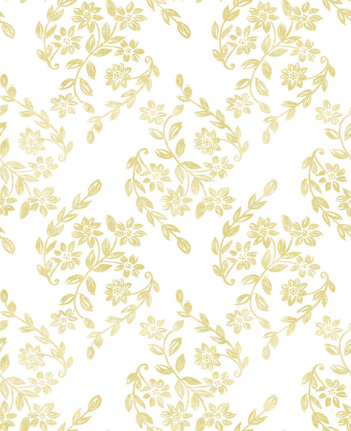 Arabesque Mustard Floral Trail Wallpaper by A-Street Prints Perennial Covers about 56.4 square feet 20.5-in by 33-ft long roll Unpasted 12.6 - Fabric Carolina -