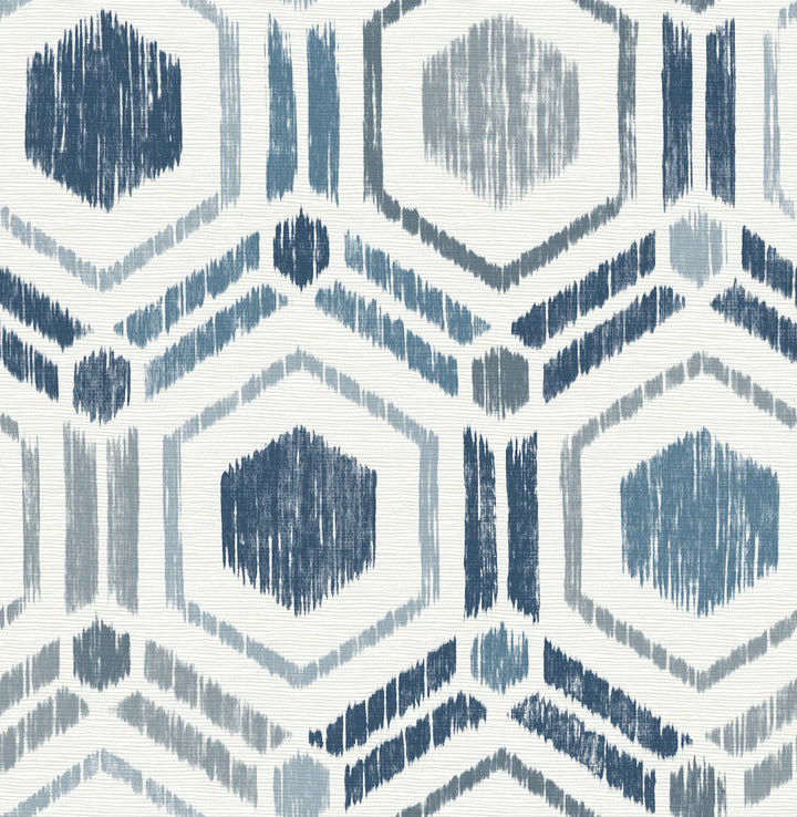 Borneo Blue Geometric Grasscloth Wallpaper by A-Street Prints Perennial Covers about 56.4 square feet 20.5-in by 33-ft long roll Unpasted 20.9 - Fabric Carolina -